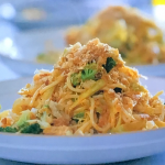 Jamie Oliver speedy mackerel spaghetti with broccoli, chilli and crispy breadcrumbs recipe on Jamie’s £1 Wonders