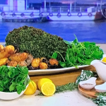 John Torode Mother’s day roast lamb with herb crust, potatoes, olive and onions recipe on This Morning