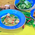 Freddy Forster Thai green chicken curry with sweetcorn fritters and watercress salad recipes on Steph’s Packed Lunch