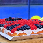 Clodagh Mckenna Coronation lemon drizzle cake with strawberries and blueberries recipes on This Morning