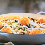 John Torode and Lisa Faulkner mushroom risotto with goat’s cheese croquettes recipe on John and Lisa’s Weekend Kitchen