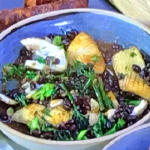 James Martin pan fried squid with black beans and broccoli recipe on James Martin’s Saturday Morning