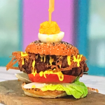 Paul Ainsworth Coronation burger with chicken, filo pastry and cornflakes recipe on Sunday Brunch