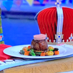 Phil Vickery steak with pate, potatoes, carrots and asparagus recipe on This Morning