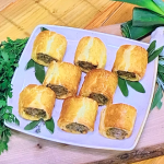 Rosemary Shrager leek and pork sausage rolls recipe on Steph’s Packed Lunch