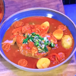 Brian Turner Braised Tuna In A Red Pepper Stew With Cockle Dressing recipe on James Martin’s Saturday Morning