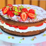 Tim Lovejoy pistachio and strawberry celebration cake recipe on Sunday Morning