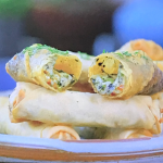 Jason Atherton cheese sambusek filo parcels on Jason Atherton’s Dubai Dishes