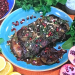 Meliz Berg slow roasted lamb shoulder with pomegranate molasses recipe on Steph’s Packed Lunch