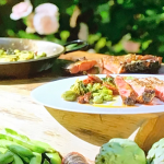 James Martin BBQ steak with chorizo, beans and artichokes recipe on James Martin’s Spanish Adventure
