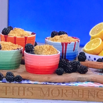Juliet Sear blackberry crumble with tahini and oats recipe on This Morning