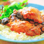 Yasmin Khan chicken stew with saffron, apricots and prunes on Nadiya’s Simple Spices