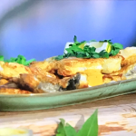 James Martin fried hake with pimento pepper mayonnaise recipe