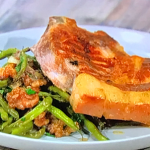 Simon Rimmer pork chops with green beans and anchovies recipe on Sunday Brunch