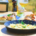 James Martin BBQ quail with a sweet wine and bean stew recipe on James Martin’s Spanish Adventure