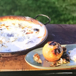 James Martin honey and vanilla rice pudding with apple, cider and candied walnuts recipe