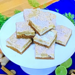 John Whaite carrot cake, cheese cake crumble bars recipe on Steph’s Packed Lunch