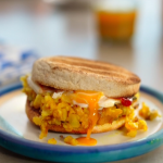 Nadiya Hussain hash smash breakfast muffin with eggs, ketchup and curry powder  recipe on Nadiya’s Simple Spices