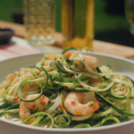 Mary Berry and AJ Odudu tiger prawn and coriander courgetti recipe on Mary Berry Makes it Easy