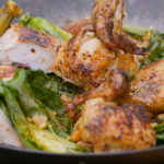Marcus Wareing roast spiced chicken with charred greens and a garlic and tarragon mayonnaise recipe
