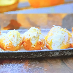 Ainsley Harriott Zeppoli with Orange Blossom Ricotta Cream, Candied Orange and Almonds recipe on Ainsley’s Taste of Malta