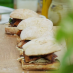 Marcus Wareing grilled pork buns with BBQ sauce, celeriac slaw and chimichurri sauce recipe
