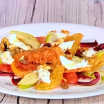 Amy Newsome Radicchio Pear Salad with Spiced Grapefruit and Fennel Fritto Misto recipe on Sunday Brunch