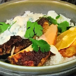 Simon Rimmer curry roast chicken with coconut rice recipe on Sunday Brunch