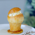 Si and Dave’s rum babas with pineapple and salted caramel rum recipe on The Hairy Bikers Go West