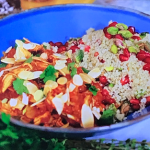Alexis Conran and Laura Hamilton chicken tagine with couscous on Air Fryers Made Easy