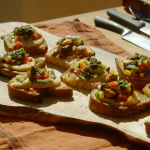 Marcus Wareing white bean toast topped with ratatouille, Provencal vegetables and pistou sauce recipe on Simply Provence