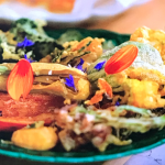 Sarah Raven garden tempura with green mayonnaise recipe on Prue Leith’s Cotswold Kitchen