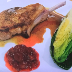 Raymond Blanc pork chop with cabbage and gooseberry compote recipe on Raymond Blanc Royal Kitchen Gardens