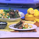 John Torode summer lamb cutlets with mayonnaise and a warm potato, peas and feta salad recipe