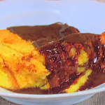 Simon Rimmer brioche and butter pudding with chocolate sauce recipe on Sunday Brunch