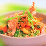 Lisa Faulkner crispy shredded duck cassoulet with parsley and pancetta recipe on John and Lisa’s Weekend Kitchen