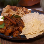 Sarah Woods pumpkin curry with paratha flatbread and rice recipe on Morning Live