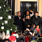X Factor finalist James Arthur, Christopher Maloney and Jahmene Douglas sing at Downing Street in front of the Prime Minster